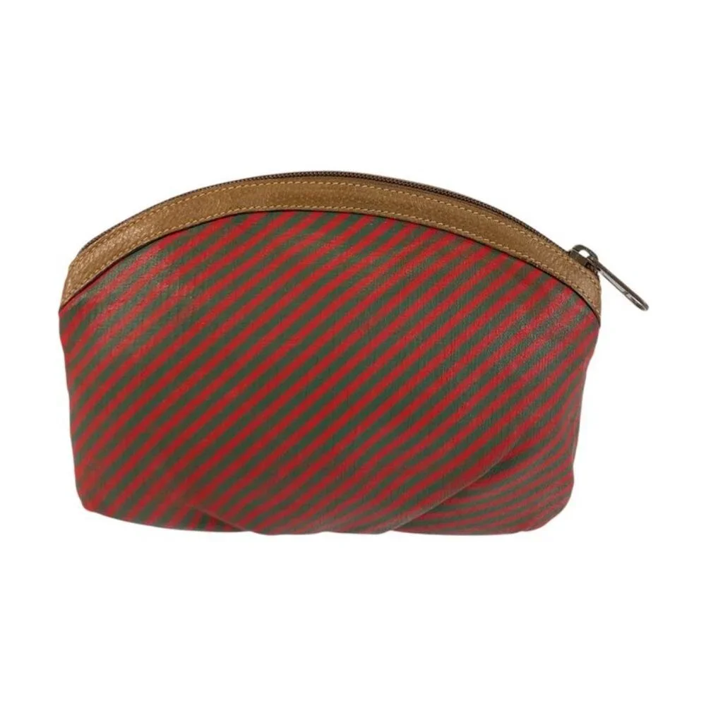 Gucci Vintage Red Green Brown Leather Pouch Makeup - Picture 2 of 9